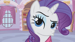 Size: 1920x1080 | Tagged: safe, derpibooru import, screencap, rarity, pony, unicorn, season 1, suited for success, duckface, female, looking at you, mare, pouting, reaction image, solo