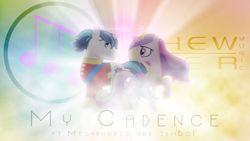 Size: 1920x1080 | Tagged: safe, artist:anitech, artist:vexx3, derpibooru import, princess cadance, shining armor, alicorn, pony, unicorn, backlighting, crepuscular rays, duo, horn, horns are touching, song cover