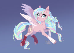 Size: 1920x1377 | Tagged: safe, artist:doekitty, derpibooru import, oc, oc only, oc:stardust lullaby, pegasus, pony, body markings, chest fluff, clothes, coat markings, colored eyebrows, colored wings, ear piercing, facial markings, female, freckles, leg warmers, mare, piercing, socks (coat marking), solo, spread wings, star (coat marking), two toned wings, wings