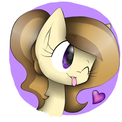 Size: 2500x2500 | Tagged: safe, artist:meotashie, derpibooru import, oc, oc only, oc:day dream, pony, female, heart, one eye closed, tongue, tongue out, wink