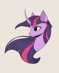 Size: 2664x3264 | Tagged: safe, artist:nettlemoth, derpibooru import, twilight sparkle, twilight sparkle (alicorn), alicorn, bust, simple background, solo