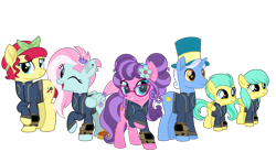 Size: 5459x3008 | Tagged: safe, artist:ponygamer2020, derpibooru import, barley barrel, kerfuffle, petunia petals, pickle barrel, sunny skies, torque wrench, earth pony, pegasus, pony, unicorn, fallout equestria, rainbow roadtrip, absurd resolution, amputee, atorqueable, bandana, barleybetes, barrel twins, brother and sister, clothes, colt, cute, duo, ear piercing, fallout, female, filly, flower, flower in hair, foal, fraternal twins, freckles, fufflebetes, glasses, group, hat, high res, jewelry, jumpsuit, looking at you, male, mare, mayor, movie accurate, one eye closed, overalls, picklebetes, piercing, pincushion, pipboy, prosthetic leg, prosthetic limb, prosthetics, puppy dog eyes, raised hoof, raised leg, scar, scrunchie, show accurate, shy, shy smile, siblings, simple background, smiling, smiling at you, solo, stallion, tail, tail wrap, top hat, transparent background, twins, vault suit, vector, vest, wall of tags, wink