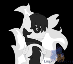 Size: 8000x7000 | Tagged: safe, artist:lunahazacookie, derpibooru import, princess luna, oc, earth pony, black sclera, cookie, earth pony oc, fire, food, solo