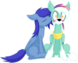 Size: 2733x2194 | Tagged: safe, artist:emc-blingds, derpibooru import, oc, oc only, pegasus, pony, blushing, clothes, ear fluff, ears, eyes closed, gay, kissing, male, pegasus oc, scarf, simple background, stallion, transparent background, wide eyes, wings