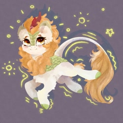 Size: 2160x2160 | Tagged: safe, artist:colorbrush, derpibooru import, autumn blaze, kirin, awwtumn blaze, blushing, cheek fluff, chest fluff, cloven hooves, cute, ear fluff, ears, female, hoof fluff, looking up, smiling, solo