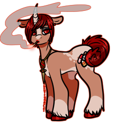 Size: 1551x1641 | Tagged: safe, artist:sexygoatgod, derpibooru import, oc, oc only, oc:sweet addiction, unicorn, cigarette, eyeshadow, female, knife, makeup, parent:oc:banshee bye, parent:oc:candy crack, simple background, smoking, solo, transparent background