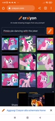 Size: 1080x2340 | Tagged: safe, derpibooru import, machine learning generated, pinkie pie, earth pony, fox, pony, craiyon, italian, joker, nightmare fuel