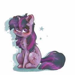 Size: 4000x4000 | Tagged: safe, artist:colorbrush, derpibooru import, twilight sparkle, unicorn twilight, pony, unicorn, chest fluff, ear fluff, ears, fluffy, heart, heart eyes, simple background, sitting, solo, white background, wingding eyes