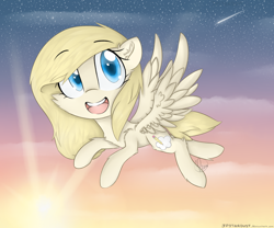 Size: 2760x2300 | Tagged: safe, artist:meotashie, derpibooru import, oc, oc only, pegasus, pony, female, flying, pegasus oc, shooting star, solo