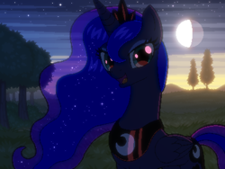 Size: 800x600 | Tagged: safe, artist:rangelost, derpibooru import, princess luna, alicorn, crown, cyoa, cyoa:d20 pony, ethereal mane, jewelry, looking at you, moon, offscreen character, open mouth, pixel art, regalia, story included