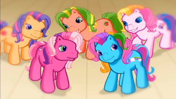 Size: 1280x720 | Tagged: safe, derpibooru import, screencap, applejack (g3), cheerilee (g3), rainbow dash (g3), scootaloo (g3), toola roola, pony, g3, meet the ponies, starsong's dance & sing party