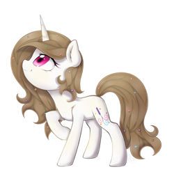 Size: 2300x2300 | Tagged: safe, artist:meotashie, derpibooru import, oc, oc only, oc:skittle sketch, pony, unicorn, female, horn, raised hoof, raised leg, simple background, unicorn oc, white background