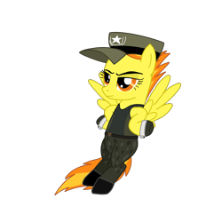 Size: 2100x2100 | Tagged: safe, artist:chanyhuman, derpibooru import, spitfire, pegasus, pony, clothes, cosplay, costume, female, flying, mare, military uniform, mk11, mortal kombat, mortal kombat 11, simple background, sonya blade, transparent background, uniform, vector