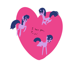 Size: 4521x4000 | Tagged: safe, artist:librarylonging, derpibooru import, twilight sparkle, pony, unicorn, heart, multeity, simple background, text, white background