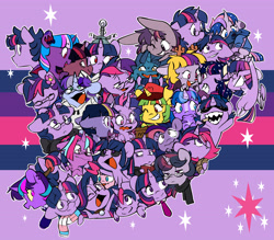 Size: 6320x5532 | Tagged: safe, artist:chub-wub, derpibooru import, dusk shine, mean twilight sparkle, pinkie pie, twilight sparkle, twilight sparkle (alicorn), alicorn, pony, the last problem, adorkable, bilight sparkle, blunt, choker, cigarette, clothes, crossover, crossover shipping, curved horn, cute, cute little fangs, dork, drugs, duality, ear piercing, earring, equestria girls ponified, fangs, female, glasses, grin, highlight sparkle, hoodie, horn, jewelry, kinsona, makeup, male, male alicorn, mare, mcdonald's, meta, mordecai, mordetwi, multeity, older, older twilight, one eye closed, open mouth, piercing, ponified, powerful sparkle, pride, pride flag, red eyes, regular show, rule 63, scarf, shipping, slit eyes, smiling, smoking, socks, sparkle sparkle sparkle, stallion, straight, striped socks, sunglasses, the princess of evil, trans female, trans male, transgender, transgender pride flag, twiabetes, twitter, wings, wink