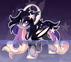 Size: 2780x2402 | Tagged: safe, artist:gkolae, derpibooru import, oc, oc only, bat pony, pony, bat pony oc, bat wings, ethereal mane, smiling, starry mane, unshorn fetlocks, wings, zoom layer