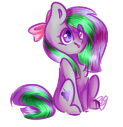 Size: 1045x1083 | Tagged: safe, artist:prettyshinegp, derpibooru import, oc, oc only, earth pony, pony, bow, chest fluff, earth pony oc, female, hair bow, mare, signature, simple background, sitting, solo, transparent background