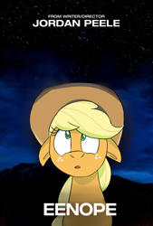 Size: 1080x1600 | Tagged: safe, artist:niteax, derpibooru import, applejack, earth pony, pony, eenope, female, mare, movie poster, nope, nope (movie), solo, text