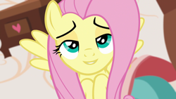 Size: 1920x1080 | Tagged: safe, derpibooru import, edit, edited screencap, screencap, fluttershy, pegasus, pony, discordant harmony, female, inverted mouth, mare, smiling, solo