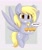 Size: 2000x2400 | Tagged: safe, artist:illusion, derpibooru import, derpy hooves, pegasus, pony, bronybait, featured image, female, flying, food, grin, looking at you, mare, muffin, plate, smiling, smiling at you, solo