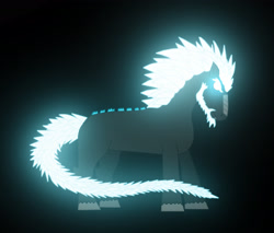Size: 2984x2544 | Tagged: safe, derpibooru import, kaiju, kaiju pony, pony, fanfic:a second chance, crossover, glowing, glowing eyes, glowing mane, glowing tail, godzilla, godzilla (series), intimidating, ponified, tail