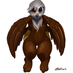 Size: 1200x1200 | Tagged: safe, artist:chickhawk96, derpibooru import, gilda, griffon, bipedal, looking at you, simple background, solo, white background, wings