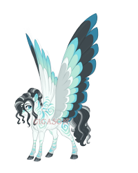 Size: 3600x4500 | Tagged: safe, artist:gigason, derpibooru import, oc, oc:painted petals, hybrid, zony, colored wings, female, filly, foal, multicolored wings, obtrusive watermark, offspring, parent:zecora, parent:zephyr breeze, parents:zephyrcora, simple background, solo, transparent background, watermark, wings