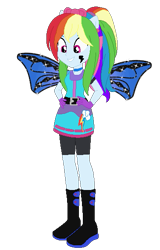 Size: 365x571 | Tagged: safe, artist:selenaede, artist:user15432, derpibooru import, rainbow dash, human, equestria girls, alternate hairstyle, barely eqg related, base used, belt, blue dress, blue wings, boots, bow, clothes, costume, crossover, cutie mark on clothes, ear piercing, fairy, fairy wings, fairyized, gloves, grin, hair bow, halloween, halloween costume, hallowinx, hand on hip, high heel boots, high heels, long hair, open mouth, piercing, ponied up, ponytail, shoes, simple background, smiling, sparkly wings, transparent background, wings, winx, winx club, winxified