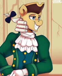 Size: 1500x1850 | Tagged: safe, artist:shadowreindeer, derpibooru import, anthro, pony, 18th century, dr. livesey, georgian, jabot, male, meme, ponified, ponified meme, treasure island, tricorne, waistcoat