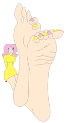 Size: 885x1456 | Tagged: safe, derpibooru import, fluttershy, human, barefoot, feet, fetish, foot fetish, foot focus, humanized, nail polish, simple background, soles, solo, toenails, toes, white background