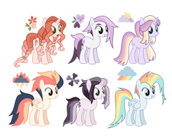 Size: 1024x820 | Tagged: safe, artist:kabuvee, derpibooru import, oc, oc only, earth pony, pegasus, pony, unicorn, female, mare, simple background, transparent background