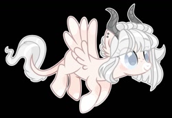 Size: 1301x896 | Tagged: safe, artist:kreedie, derpibooru import, oc, oc only, pony, base used, black background, female, horn, mare, simple background, smiling, solo, wings