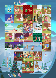 Size: 6480x9000 | Tagged: safe, anonymous artist, derpibooru import, alice the reindeer, apple bloom, applejack, aurora the reindeer, big macintosh, bori the reindeer, cottonflock, derpy hooves, discord, filthy rich, fluttershy, gentle breeze, granny smith, pinkie pie, posey shy, princess cadance, princess celestia, princess luna, rainbow dash, rarity, scootaloo, spoiled rich, toe-tapper, torch song, oc, oc:cotton blanket, oc:late riser, bird, deer, draconequus, earth pony, hawk, pegasus, pony, reindeer, series:fm holidays, series:hearth's warming advent calendar 2022, :t, a christmas carol, abstract background, absurd resolution, advent calendar, animal costume, apple family, baby, baby clothes, baby pony, banner mares, barn, beach, bed, bedroom eyes, bell, bell collar, big wheel, bipedal, bipedal leaning, blanket, book, bottle, bowtie, box, buche de noel, bucket, cake, calendar, camera, cardboard cutout, caroling, carrot, chimney, chocolate, christmas, christmas lights, christmas stocking, christmas sweater, christmas tree, christmas wreath, clothes, cloud, coat, collar, colt, confused, context is for the weak, cookie, costume, covered eyes, crescendo, crescendoflock, crown, crying, cuddling, cute, derpy being derpy, doe, dress, drink, earmuffs, ears, eating, embers, eye shimmer, eyes closed, fake antlers, fake beard, family, female, filly, fire, fireplace, first aid kit, floppy ears, flutterbox, fluttermac, fluttershy's bedroom, fluttershy's cottage, flying, foal, food, footed sleeper, footie pajamas, frown, fruitcake, garland, ghost costume, glasses, glasses on head, grandma got run over by a reindeer, grill, grin, gritted teeth, halloween, halloween costume, hand puppet, hans christian andersen, hat, head turn, hearth's warming doll, hiding, high res, hinting, holding a pony, holiday, holly, hood, hoof hold, hoofprints, hot chocolate, how the grinch stole christmas, hug, hug from behind, ice, icicle, jacket, jewelry, kiss on the lips, kissing, leaning, levitation, lineless, log, long underwear, looking at each other, looking at someone, looking at you, looking back, looking into each others eyes, looking up, lying down, lying on a cloud, magic, male, mare, mashed peas, milk, mistletoe, mouth hold, mug, music notes, new zealand, night, nightmare night costume, nintendo switch, oblivious, ocbetes, offspring, on a cloud, on back, one eye closed, onesie, onomatopoeia, open mouth, open smile, oversized hat, pajamas, parent:big macintosh, parent:cottonflock, parent:crescendo, parent:fluttershy, parents:crescendoflock, parents:fluttermac, pavlova, pegasus oc, phone, pictogram, pillow, plushie, pointing, pointy ponies, ponyacci, ponytones, present, puffy cheeks, pulling, pushing, question mark, reading, red nose, regalia, reindeer costume, ribbon, robe, rope, rug, sack, sandcastle, santa costume, santa hat, scared, scarf, shawl, shhh, shipping, shyabetes, shys, sick, singing, sitting, sleep mask, sleeping, smiling, smiling at each other, smiling at you, sneaking, snow, snow queen, snowball, snowball fight, snowfall, snowflake, snowpony, soda, sound effects, spatula, stairs, stallion, stomach ache, story time, straight, striped scarf, stuck, sunglasses, suspended, sweat, sweatdrop, sweater, swirly eyes, tangled up, tears of joy, teeth, telekinesis, the gift givers, thermometer, this ended in pain, throne, tied up, tiptoe, tongue, tongue out, top hat, tree, tricycle, tucking in, upside down, watching, winter, winter outfit, wreath, yam, yule log, zzz