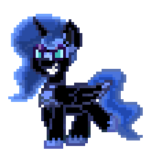 Size: 220x228 | Tagged: safe, derpibooru import, nightmare moon, alicorn, pony, g4, animated, female, gif, mare, pixel art, pony town, simple background, solo, transparent background, walk cycle, walking