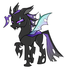 Size: 1726x1884 | Tagged: artist needed, safe, derpibooru import, oc, oc only, changeling, 2023 community collab, changeling oc, derpibooru community collaboration, purple changeling, raised hoof, raised leg, simple background, solo, transparent background