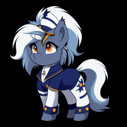 Size: 768x768 | Tagged: safe, derpibooru import, editor:mr-bat, generator:purplesmart.ai, generator:stable diffusion, machine learning generated, oc, oc only, oc:circadian bedside, bat pony, pony, bat pony oc, black background, clothes, cutie mark on clothes, golden eyes, hidden wings, male, simple background, solo, wrong cutie mark