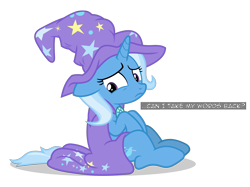 Size: 6400x4781 | Tagged: safe, artist:gypsykumquat, derpibooru import, trixie, pony, unicorn, comic:trixie tied up with chain, uncommon bond, cape, clothes, female, hat, inkscape, simple background, solo, talking to viewer, text, transparent background, trixie's cape, trixie's hat, vector