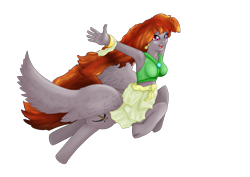 Size: 4960x3508 | Tagged: safe, artist:avacz, derpibooru import, oc, oc only, oc:funny jo, anthro, centaur, taur, equestria girls, bracelet, centaur oc, clothes, cute, female, flowing hair, flowing mane, happy, heterochromia, jewelry, jumping, mare, scar, simple background, skirt, smiling, solo, spread wings, swimsuit, transparent background, wings