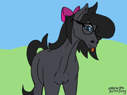 Size: 1600x1200 | Tagged: safe, artist:eklipsethepony, derpibooru import, oc, oc:eklipse, horse, bow, crossdressing, cute, femboy, glasses, male, solo