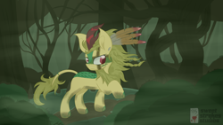 Size: 3840x2160 | Tagged: safe, artist:sweetstrokesstudios, derpibooru import, oc, oc only, kirin, cloven hooves, commission, fog, kirin oc, scene, solo, swamp