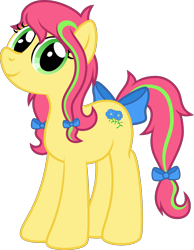 Size: 2331x3000 | Tagged: safe, artist:ponixes, derpibooru import, oc, oc only, oc:linseed, earth pony, pony, 2023 community collab, bow, derpibooru community collaboration, earth pony oc, female, looking at you, mare, simple background, smiling, smiling at you, solo, tail, tail bow, transparent background