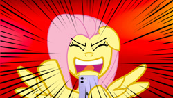 Size: 1280x720 | Tagged: safe, artist:ponywarlord777, derpibooru import, fluttershy, pegasus, pony, angry, flutterrage, iphone, motion lines, phone, screaming, yelling