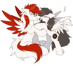 Size: 2000x1800 | Tagged: safe, artist:coarfdraw, derpibooru exclusive, derpibooru import, oc, oc only, oc:driftbeat, oc:jet blast, pegasus, pony, 2023 community collab, blushing, boop, colored wings, colored wingtips, cute, derpibooru community collaboration, ear fluff, ears, eyes closed, feather, female, floppy ears, fluffy, glasses, happy, hoof fluff, jet engine, male, mare, noseboop, open mouth, open smile, photo, raised hoof, raised leg, red mane, shipping, simple background, smiling, spread wings, stallion, straight, transparent background, white coat, wingboner, wings