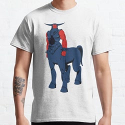 Size: 600x599 | Tagged: safe, derpibooru import, tirac, centaur, human, taur, g1, clothes, irl, irl human, photo, selling, shirt, skull, t-shirt, tattoo