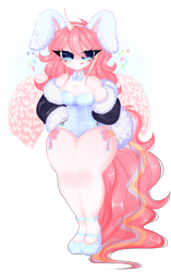 Size: 5395x8609 | Tagged: safe, artist:franshushu, derpibooru import, oc, oc:nekonin, alicorn, anthro, rabbit, advertisement, alicorn oc, animal, bodysuit, bunny ears, bunny suit, bunny tail, clothes, commission, commission info, femboy, high heels, horn, jacket, leotard, male, shoes, solo, tail, wings