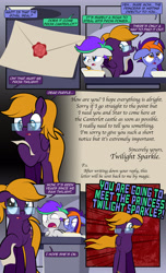 Size: 1920x3168 | Tagged: safe, artist:alexdti, derpibooru import, oc, oc only, oc:bright comet, oc:purple creativity, oc:violet moonlight, pegasus, pony, unicorn, comic:quest for friendship, female, filly, foal, glasses, horn, pegasus oc, unicorn oc