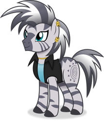 Size: 4042x4717 | Tagged: safe, artist:anime-equestria, derpibooru import, zecora, zebra, alternate hairstyle, clothes, ear piercing, female, jewelry, necklace, piercing, shirt, simple background, smiling, solo, transparent background, vector