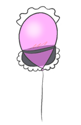 Size: 438x672 | Tagged: safe, anonymous artist, derpibooru import, tote bag (character), balloon, balloon fetish, blushing, clothes, fetish, inanimate tf, maid, maid fetish, no pony, simple background, solo, transformation, transparent background