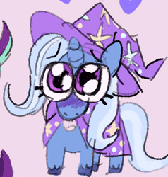 Size: 1455x1526 | Tagged: safe, artist:sleepy screen, derpibooru import, trixie, pony, unicorn, big eyes, chibi, cropped, solo, wtf