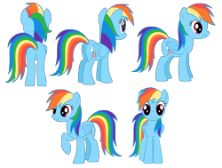 Size: 4427x3354 | Tagged: safe, artist:culu-bluebeaver, derpibooru import, rainbow dash, pegasus, pony, butt, digital, digital art, female, plot, png, reference, reference sheet, simple background, smiling, solo, transparent background, vector